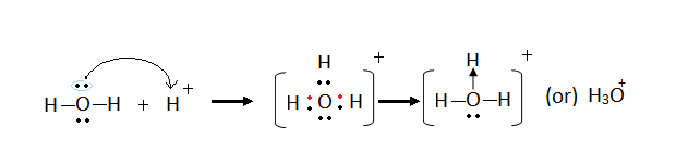 the structure of a hydronium or hydroxonium ion using dative