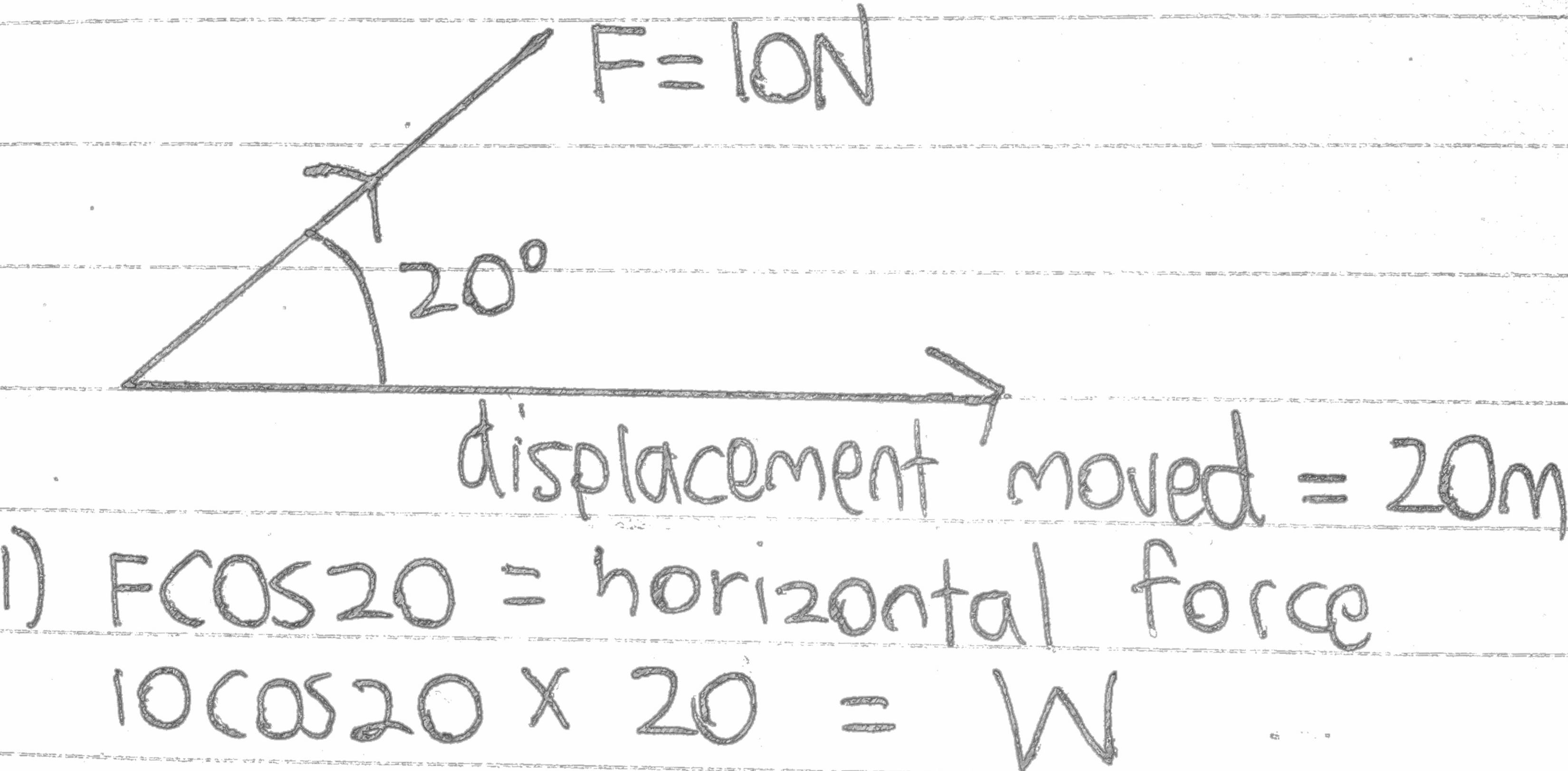 How to calculate work done on a object by resolving and finding the force in the direction of the object moved